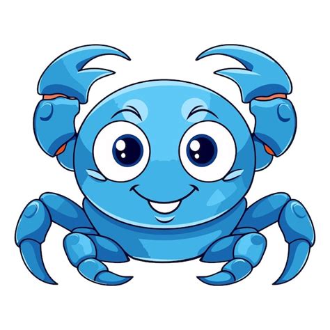 Premium Vector Cute Blue Crab Icon Cartoon Illustration Of Cute Blue