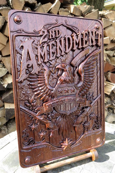 Second Amendment Engraved Wood Art Walnut Wood 3 Dimension Etsy