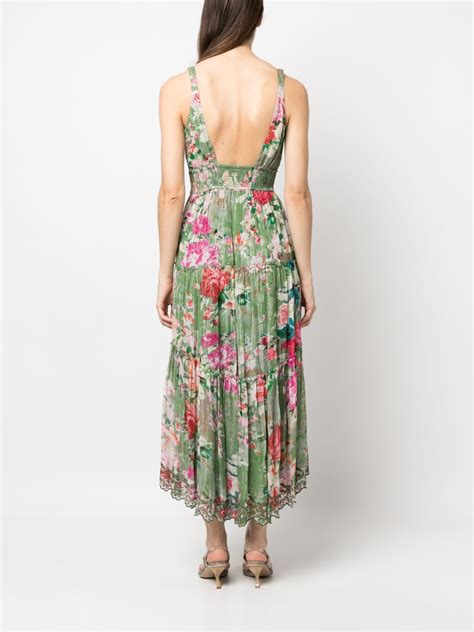 Hemant And Nandita Floral Print Flared Midi Dress Farfetch