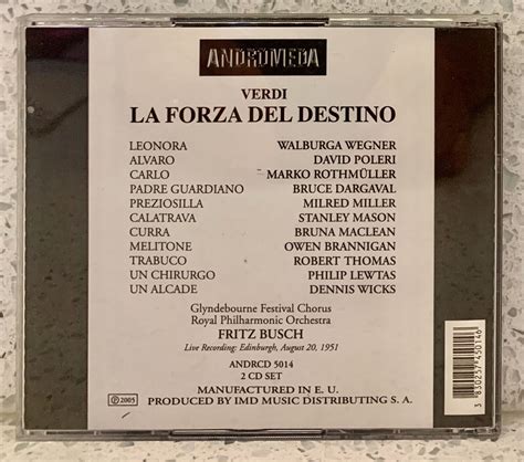 VERDI La Forza Del Destino 1951 2 Discs Andromeda BUSCH WEGNER