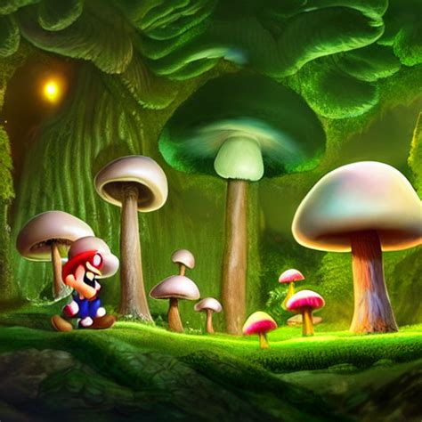 Prompthunt Mushroom Kingdom From Mario Digital Art Giant Green And