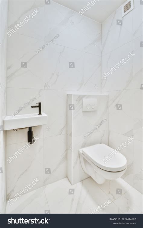 Interior Small Bathroom Ceramic Toilet Sink Stock Photo 2222444667