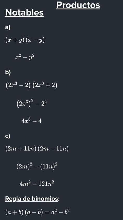 Efectua El Producto Notable De La Suma Por La Diferencia A X Y X