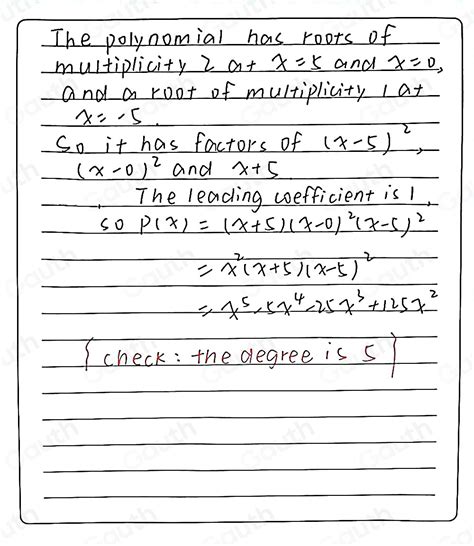 Solved The Polynomial Of Degree 5 Px Has Leading Coefficient 1