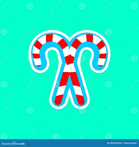 Candy Cane Icon Christmas Symbol Flat Design Template Xmas Sign