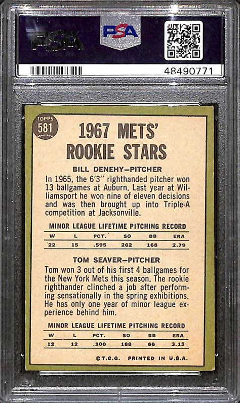 Lot Detail 1967 Topps Tom Seaver HOF Mets Rookie Card 581 Graded PSA 4