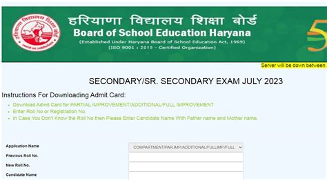 Hbse Admit Card 2023 Class 10 12 Out For Compartment Exams Download