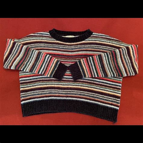 Woven Heart Rainbow Colorful Striped Sweater Super Depop