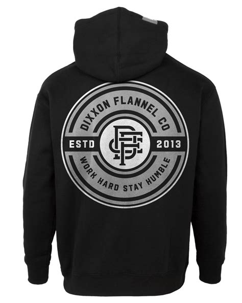 Mens Gray And White Work Hard Badge Zip Up Hoodie Black Dixxon