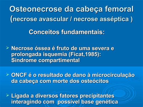 Osteonecrose da cabeça femoral PPT