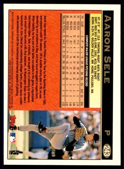 1997 Topps Aaron Sele Baseball Card Boston Red Sox 243 EBay