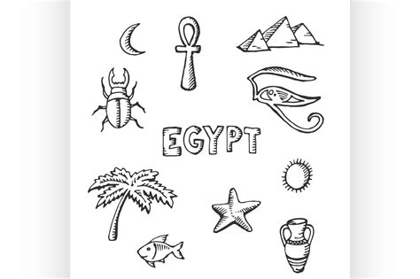 sketch collection of Egyptian symbols By Netkoff | TheHungryJPEG