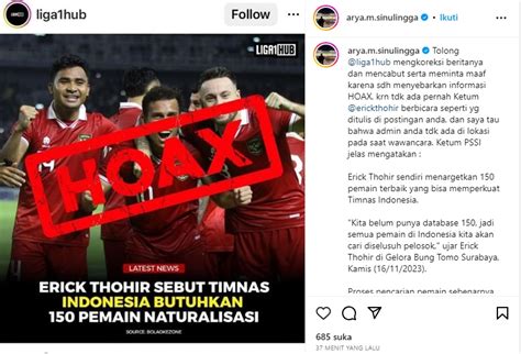 Hoaks Soal Pssi Cari Pemain Naturalisasi Begini Penjelasan Arya