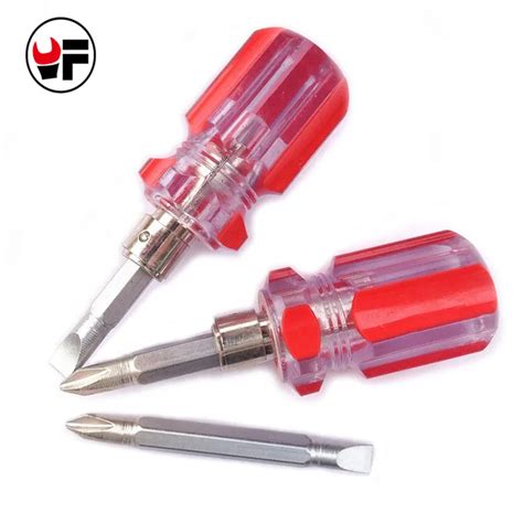 1 Pcs 8cm Mini Bidirectional Interchangeable Portable Head Screwdriver