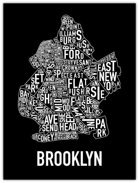 Brooklyn Neighborhood Type Map Independently Made In The USA