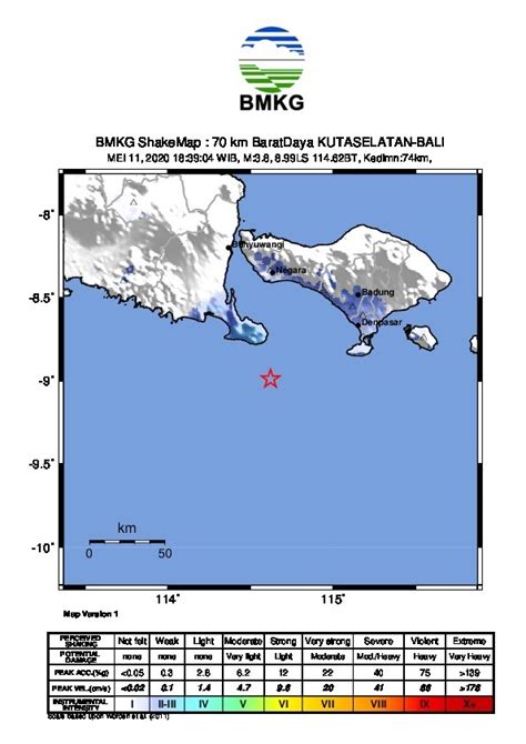 GEMPABUMI TEKTONIK M 3 8 DIRASAKAN DI KUTA TIDAK BERPOTENSI TSUNAMI