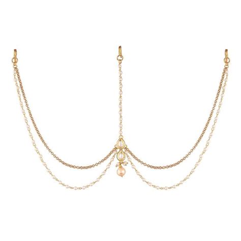 Accessher Brass Gold Plated Delicate White Jadau Kundan And Pearl Layer