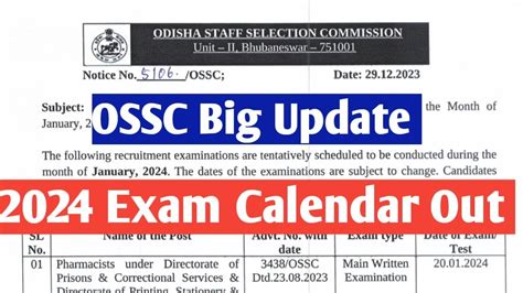 Ossc Big Updates Ossc Exam Calendar Out Chsl Answer Key Out Youtube