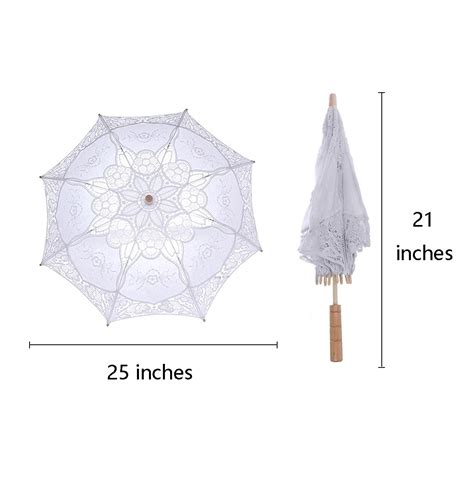 Wowagoga X Inches Vintage Lace Umbrella Bride Umbrella White