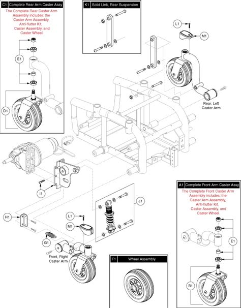 Right Caster Arm Suspension For Jazzy 614 HD 1800wheelchair