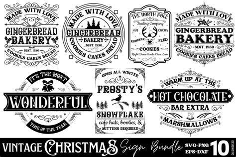 Vintage Christmas Sign Svg Bundle By Designs Dark Thehungryjpeg