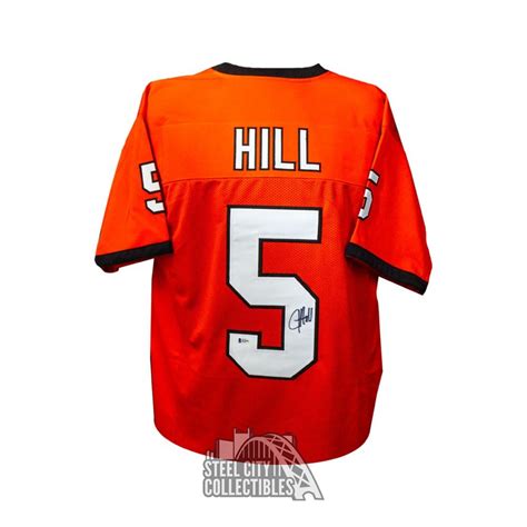 Justice Hill Autographed Custom Oklahoma State Football Jersey Bas Coa