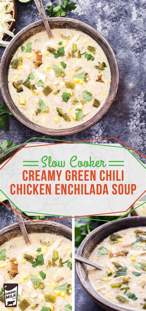 Slow Cooker Creamy Green Chile Chicken Enchilada Soup Drink