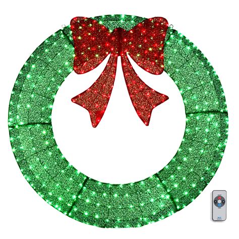 Ktaxon Pre Lit 60in Outdoor Christmas Wreath With Timer Large Xmas Decoration 400 Led Lights