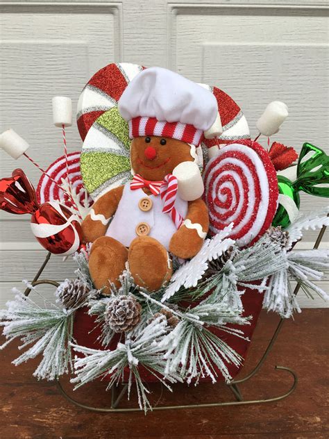 Gingerbread Centerpiece Christmas Centerpiece Gingerbread Etsy