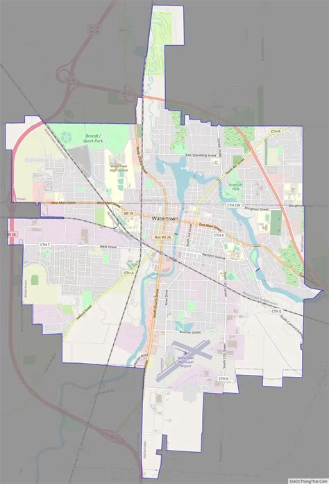 Map of Watertown city, Wisconsin