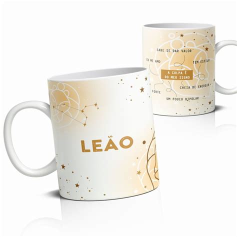 Caneca Personalizada Porcelana Signo Leão Elo7