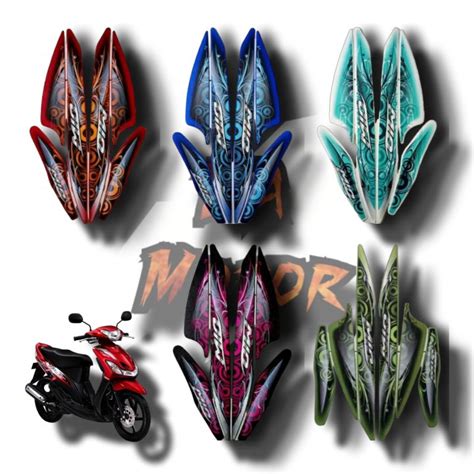 Striping Sticker List Body Motor Yamaha Mio Sporty 2011 Hitam Merah