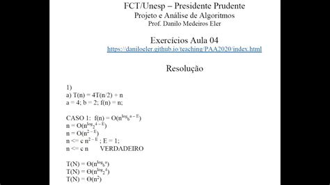 AULA 04 Projeto e Análise de Algoritmos Exercícios Recursivos