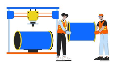 3d Printing In Metal Pipe Manufacturing Line Cartoon Animation