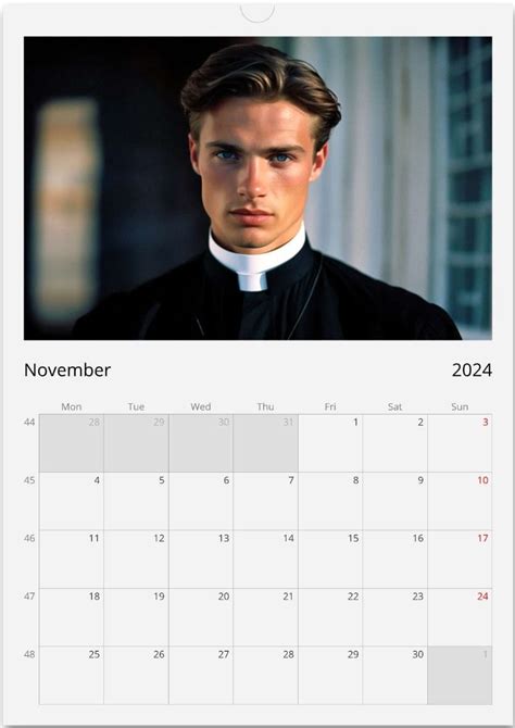 Calendario Romano Wall Calendar Hot Priest Calendar Gift Idea Gift