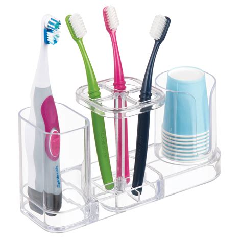 mDesign Plastic Bathroom Countertop Toothbrush Storage Organizer Stand ...