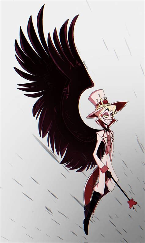 An Anime Character With Large Black Wings And A Hat On Her Head