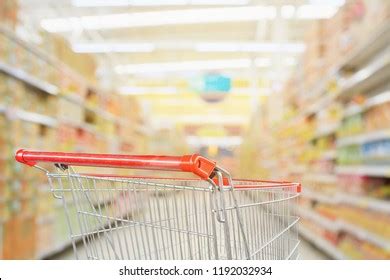 Supermarket Aisle Blurred Background Empty Red Stock Photo 1192032934 | Shutterstock