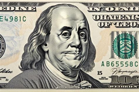 El retrato de Benjamin Franklin en el billete de 100 dólares Imagen