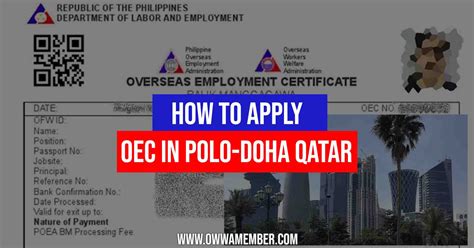 How To Get Oec Polo Doha Qatar Online Appointment Owwa Member