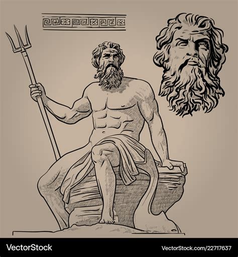 Poseidon God Of The Sea Earthquakes Soil Vector Image