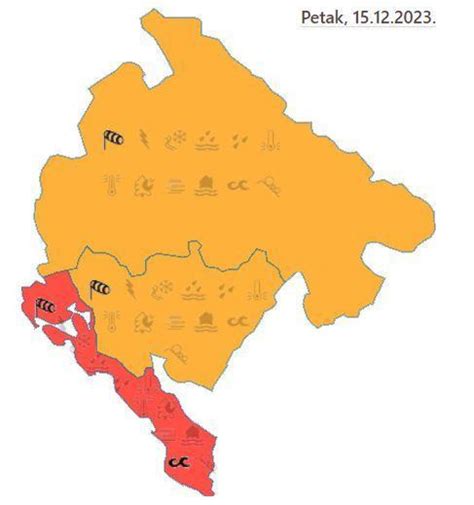 ДАН Sjutra olujni vjetar Na snazi crveni i narandžasti meteoalarm