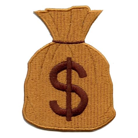 Money Bag Dollar Sign Patch Brown Emoji Iron on Embroidered | Etsy