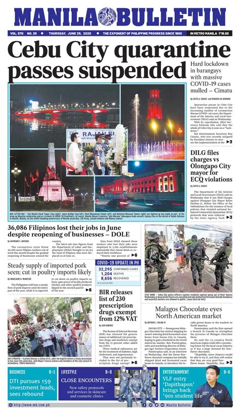 Get Digital Access To Manila Bulletin June 25 2020 Issue