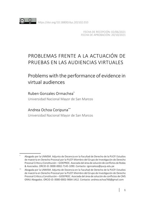 PDF Problemas frente a la actuación de pruebas en las audiencias