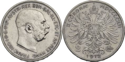 Österreich 2 Corona 1912 Franz Joseph I 1848 1916 Kursmünze 1912