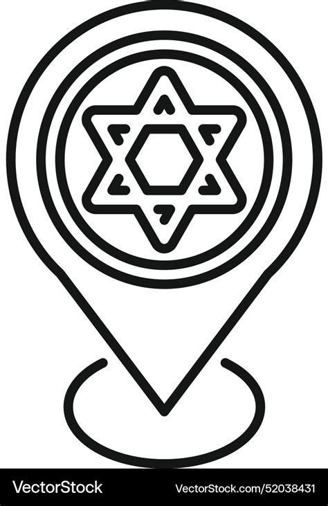 Location Pin Pointing Jewish Synagogue Royalty Free Vector