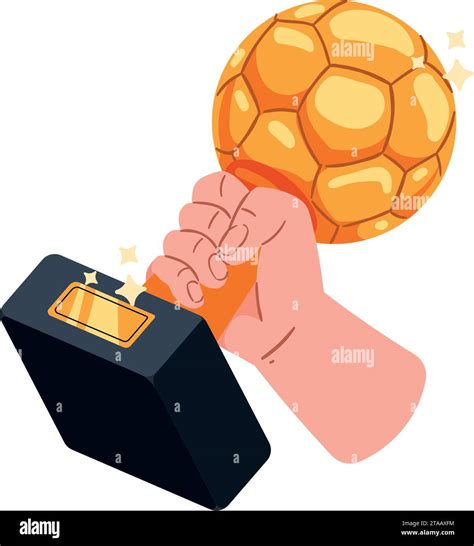 Hand Holding Trophy Soccer Ball Stock Vector Image And Art Alamy