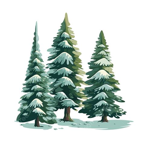 Pinos Con Nieve Vector PNG Dibujos Pegatina Clipart Caricatura PNG Y