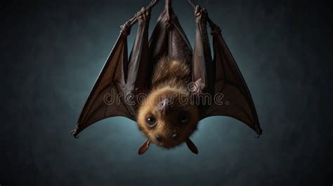 Adorable Fruit Bat Hanging Upside Down Stock Illustration ...